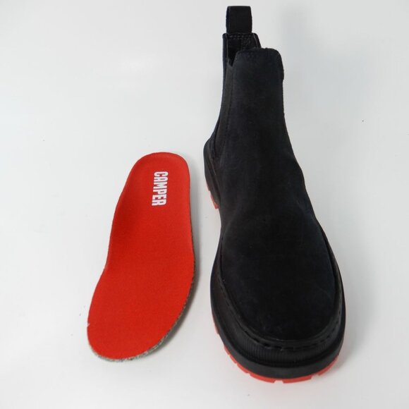 CAMPER Brutus Trek Ankle Chelsea Boots 35 5 Black Nubuck Red Michelin Sole NEW - Picture 14 of 15